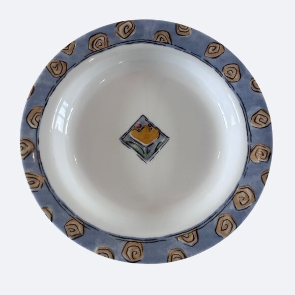 Corelle Vitrelle Impressions Watercolors Rimmed Soup Bowl Salad Set 3 EUC - Picture 2 of 7